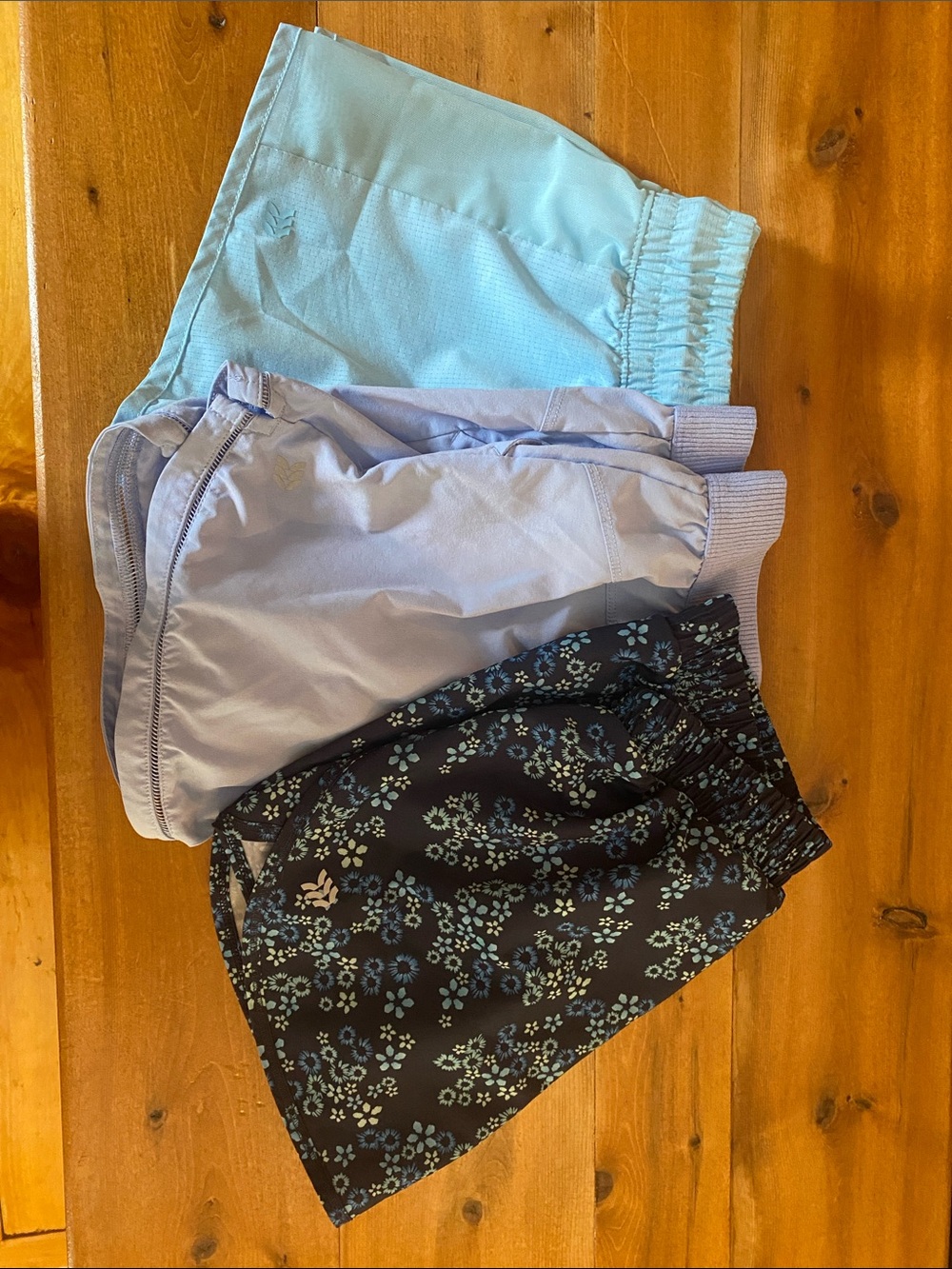 Athletic Shorts Trio in Light Blue, Lavender & Navy Floral